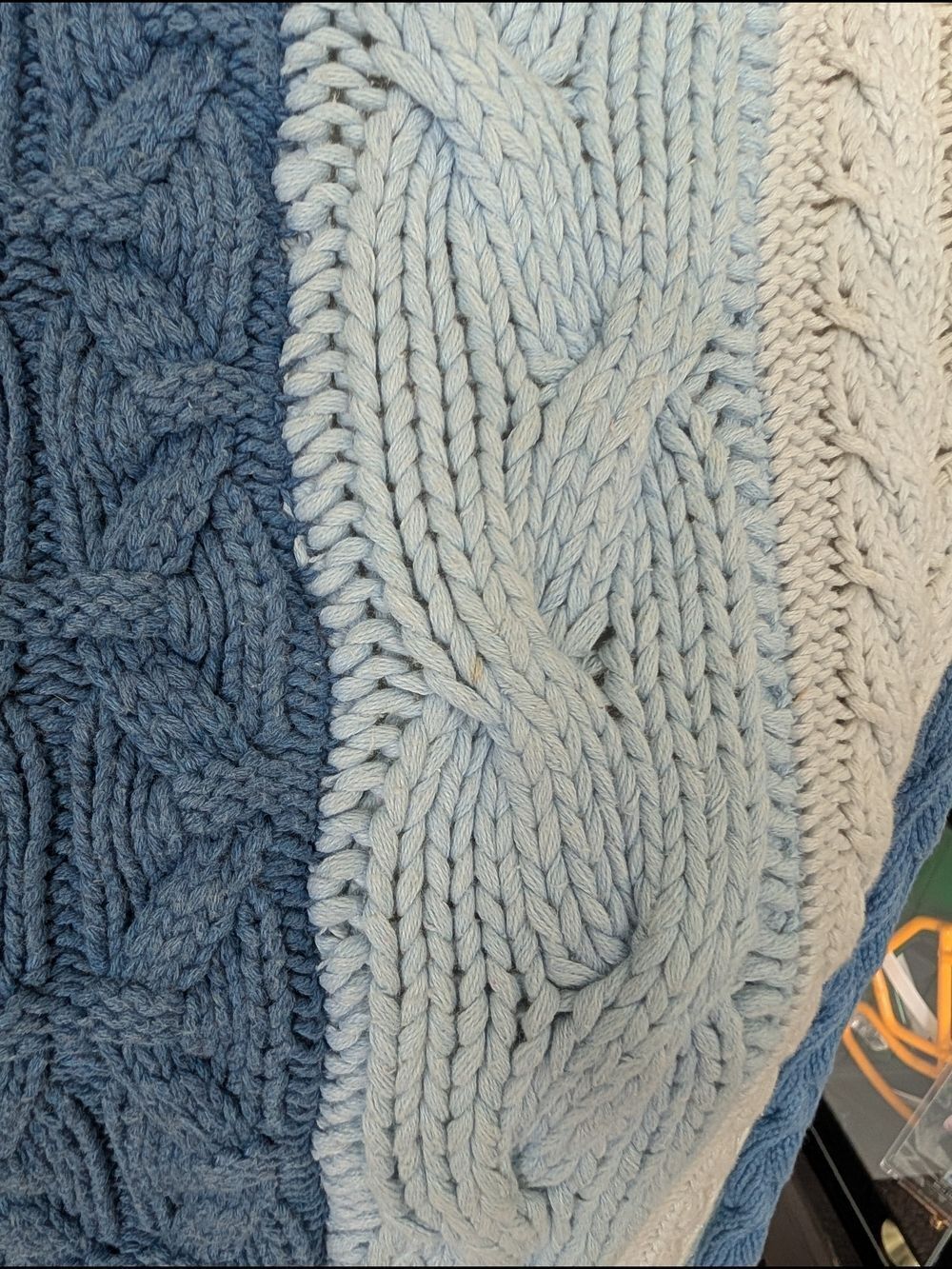 Tommy Hilfiger Womens Blue Off White 2000s Cable Knit Turtleneck Sweater Medium - Picture 7 of 10